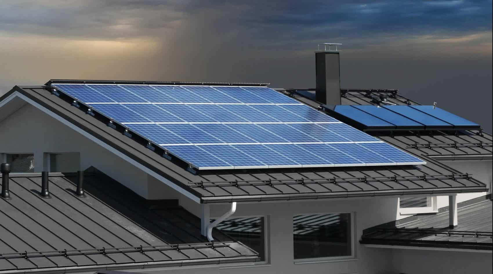 Solar panels on house rooftop