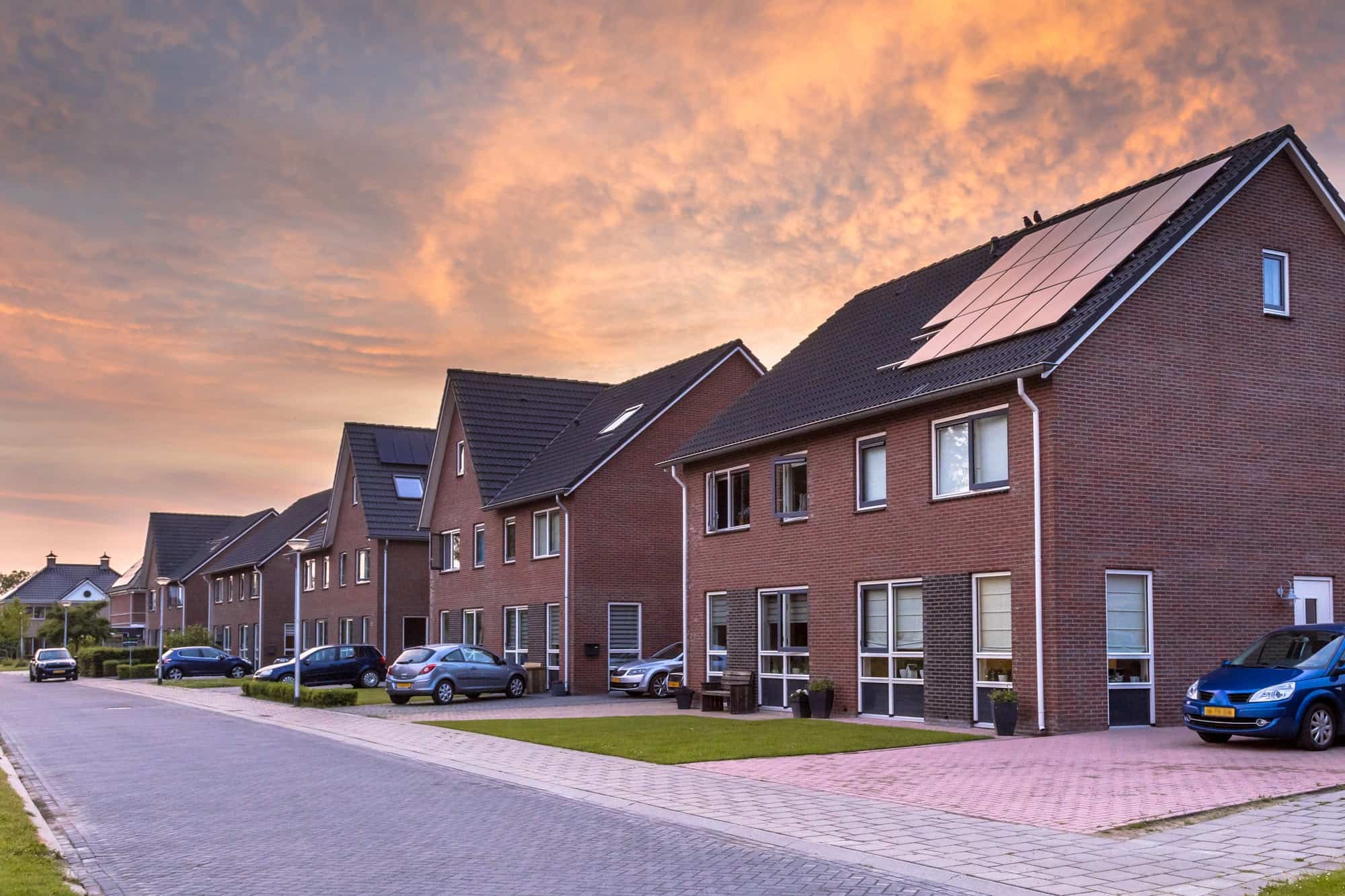 street with modern family houses